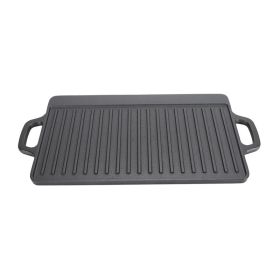 Cast Iron Rectangular Grill Multipurpose Safe Large Space Double Sided Double Ears Cast Iron Griddle For BBQ Gas Grill 44x23x2cm / 17.3x9.1x0.8in