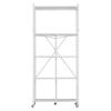 5-Tier Foldable Storage Shelf, 32W x 14D x 72H Inch Folding Metal Rack Shelving Unit, No Assembly Organizer Shelf with 5 Wheels & 4 Hooks for Pantry
