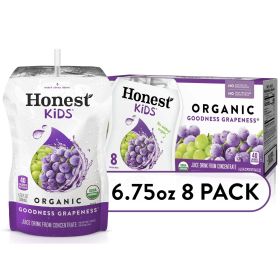 Honest Kids Organic Goodness Grapeness Grape Fruit Juice, 6.75 fl oz, 8 Pouches - Honest