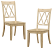 5pc Dining Set Natural Finish Table and 4x Side Chairs Buttermilk Finish Wooden Kitchen Dining Room Furniture - as Pic