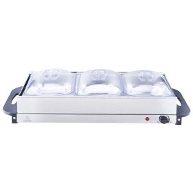Electric Buffet Server & Food Warmer, 25.6" x 15" Portable Stainless Steel Chafing Dish Set with Temp Control & Oven-Safe Pan, Perfect for Catering