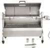 Stainless Steel Rotisserie Grill with Hooded Cover, BBQ Whole Pig Lamb Goat Charcoal Spit Grill, Electric 50W Motor BBQ Hog Rotisserie Roaster
