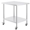 Stainless Steel Work Table 30 x 36 x 38 Inch, with 4 Wheels, 3 Adjustable Height Levels