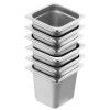 6 Pack Hotel Pans, 1/6 Size Anti-Jam Steam Pan, 0.8mm Thick Stainless Steel Restaurant Steam Table Pan, 6-Inch Deep Commercial Table Pan