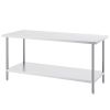Stainless Steel Prep Table, 30 x 72 x 34 Inch, 920 lbs Load Capacity, Heavy Duty Metal Worktable with 3 Adjustable Height Levels