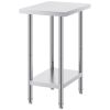 Stainless Steel Prep Table, 24 x 18 x 34 Inch, 640 lbs Load Capacity, Heavy Duty Metal Worktable with 3 Adjustable Height Levels