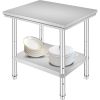 Stainless Steel Prep Table, 24 x 30 x 31 Inch, 700 lbs Load Capacity, Heavy Duty Metal Worktable with 3 Adjustable Height Levels