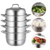 Steamer Pot 11in/28cm, 5 Tier Steamer Pot for Cooking with 8.5QT Stock Pot, 3 Vegetable Steamers & 2 Steaming Trays