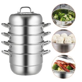 Steamer Pot 11in/28cm, 5 Tier Steamer Pot for Cooking with 8.5QT Stock Pot, 3 Vegetable Steamers & 2 Steaming Trays