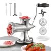 Manual Meat Grinder, 304 Stainless Steel Hand Meat Grinder with Suction Cup + Steel Table Clamp, Meat Mincer Sausage Maker & 2 Cutting Plates