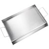 Stove Top Griddle, 23.5"x16" Pre-Seasoned Stainless Steel Griddle, Rectangular Double Burner Griddle Pan