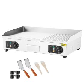 Commercial Electric Griddle, 2800W Countertop Half-Flat Top Grill, 122-572 F Adjustable Temp