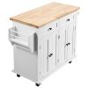 Kitchen Island Cart with Solid Wood Top, 35.4" Width Mobile Carts with Storage Cabinet, Rolling Kitchen Table with Spice Rack, Towel Rack, and Drawer
