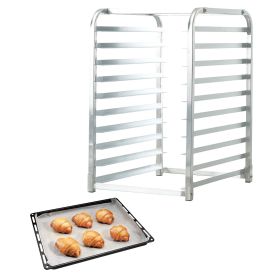 Bun Pan Rack, 10-Tier Commercial Bakery Racks with Brake Wheels, Aluminum Racking Trolley Storage for Half & Full Sheet, Speed Rack For Kitchen Home