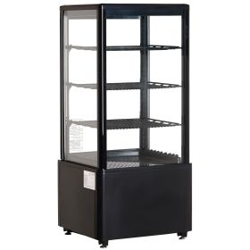 Refrigerated Display Case, 3 Cu.Ft./85L Countertop Pastry Display Case, 3-Tier Commercial Display Refrigerator with LED Lighting, TURBO Cooling