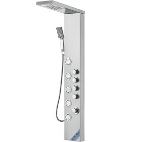 Shower Panel System, 4 Shower Modes Shower Panel Tower, Rainfall, Waterfall, 5 Full Body Massage Jets and 3-Setting Handheld Shower Head with 59" Hose