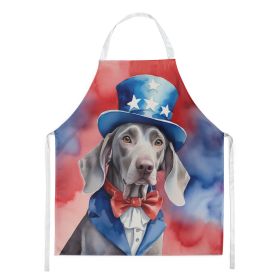 Weimaraner Patriotic American Apron Cooking Kitchen Server Baking Crafts Gardening for Adult Women Men, Unisex, Large, Multicolor