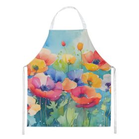Anemones in Watercolor Apron Cooking Kitchen Server Baking Crafts Gardening for Adult Women Men, Unisex, Large, Multicolor