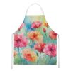 Carnations in Watercolor Apron Cooking Kitchen Server Baking Crafts Gardening for Adult Women Men, Unisex, Large, Multicolor