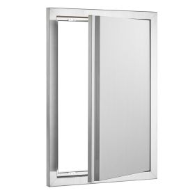 BBQ Access Door, 17W x 24H Inch Single Outdoor Kitchen Door, Stainless Steel Flush Mount Door, Wall Vertical Door with Recessed Handle, for BBQ Island