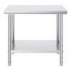Stainless Steel Prep Table, 900x600x800 mm, 700 lbs Load Capacity, Heavy Duty Metal Worktable with 3 Adjustable Height Levels
