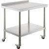 Stainless Steel Prep Table, 36 x 24 x 35 Inch, 440lbs Load Capacity Heavy Duty Metal Worktable with Backsplash Adjustable Undershelf & 4 Casters