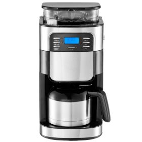 Coffee Maker with Grinder, 8 Cup Coffee Machine, Grind and Brew Coffee Maker with 3 Brew Strength Control, 24-Hour Timer for Auto Brew