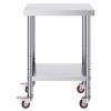 Stainless Steel Work Table 24 x 18 x 34 Inch, 700 LBS Load Capacity with 4 Wheels, 3 Adjustable Height Levels