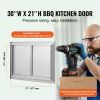 BBQ Access Door, 30W x 21H Inch Double Outdoor Kitchen Door, Stainless Steel Flush Mount Door, Wall Vertical Door with Recessed Handles