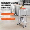 Stainless Steel Work Table 30 x 12 x 38 Inch, with 4 Wheels, 3 Adjustable Height Levels