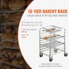 Bun Pan Rack, 10-Tier Commercial Bakery Racks with Brake Wheels, Aluminum Racking Trolley Storage for Half & Full Sheet, Speed Rack For Kitchen Home