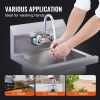 Commercial Hand Sink with Faucet, Stainless Steel Sink for Washing, Small Hand Washing Sink, Wall Mount Hand Basin, Utility Sink for Restaurant