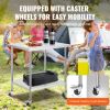 Stainless Steel Work Table 30 x 36 x 38 Inch, with 4 Wheels, 3 Adjustable Height Levels