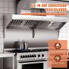 Commercial Exhaust Hood, 4FT Food Truck Hood Exhaust, 201 Stainless Steel Concession Trailer Hood with 2 Detachable U-shaped Grid Oil Filter Mesh
