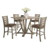 5pcs set Counter Table Set Square Counter Table Solid Wood Modern Farmhouse Rustic Look Distressed Look - as Pic