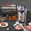 Manual Sausage Stuffer, 2 L / 5 LBS Vertical Sausage Machine with G-type Clamp, Food-Grade 304 Stainless Steel Barrel with 2 Stuffing Tubes