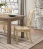 5pc Dining Set Natural Finish Table and 4x Side Chairs Buttermilk Finish Wooden Kitchen Dining Room Furniture - as Pic