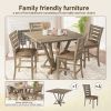 5pcs set Counter Table Set Square Counter Table Solid Wood Modern Farmhouse Rustic Look Distressed Look - as Pic