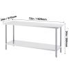 Stainless Steel Prep Table, 24 x 72 x 34 Inch, 880 lbs Load Capacity, Heavy Duty Metal Worktable with 3 Adjustable Height Levels