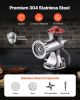 Manual Meat Grinder, 304 Stainless Steel Hand Meat Grinder with Suction Cup + Steel Table Clamp, Meat Mincer Sausage Maker & 2 Cutting Plates