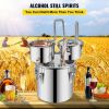 Alcohol Still, 5 Gallon, Stainless Steel Alcohol Distiller with Copper Tube & Build-in Thermometer & Water Pump, Double Thumper Keg Home Brewing Kit
