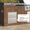 Outdoor Kitchen Drawers 17.8W x 20.2H x 12.2D Inch, Flush Mount Double BBQ Drawers Stainless Steel with Handle