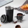 1 Pc Portable Foldable Coffee Filter Stainless Steel Easy Clean Reusable Coffee Funnel Paperless Pour Over Holder Coffee Dripper - Black