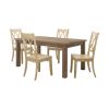 5pc Dining Set Natural Finish Table and 4x Side Chairs Buttermilk Finish Wooden Kitchen Dining Room Furniture - as Pic