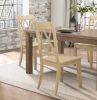 5pc Dining Set Natural Finish Table and 4x Side Chairs Buttermilk Finish Wooden Kitchen Dining Room Furniture - as Pic