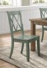 5pc Dining Set Natural Finish Table and 4x Side Chairs Teal Finish Wooden Kitchen Dining Room Furniture - as Pic