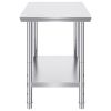Stainless Steel Prep Table, 900x600x800 mm, 700 lbs Load Capacity, Heavy Duty Metal Worktable with 3 Adjustable Height Levels