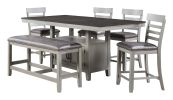 Hyland - 6 Piece Dining Set - Pearl Silver - as Pic