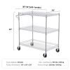 Kitchen Utility Cart, 3 Tiers, Wire Rolling Cart with 661LBS Capacity, Steel Service Cart on Wheels
