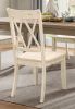 5pc Dining Set Natural Finish Table and 4x Side Chairs White Finish Wooden Kitchen Dining Room Furniture - as Pic